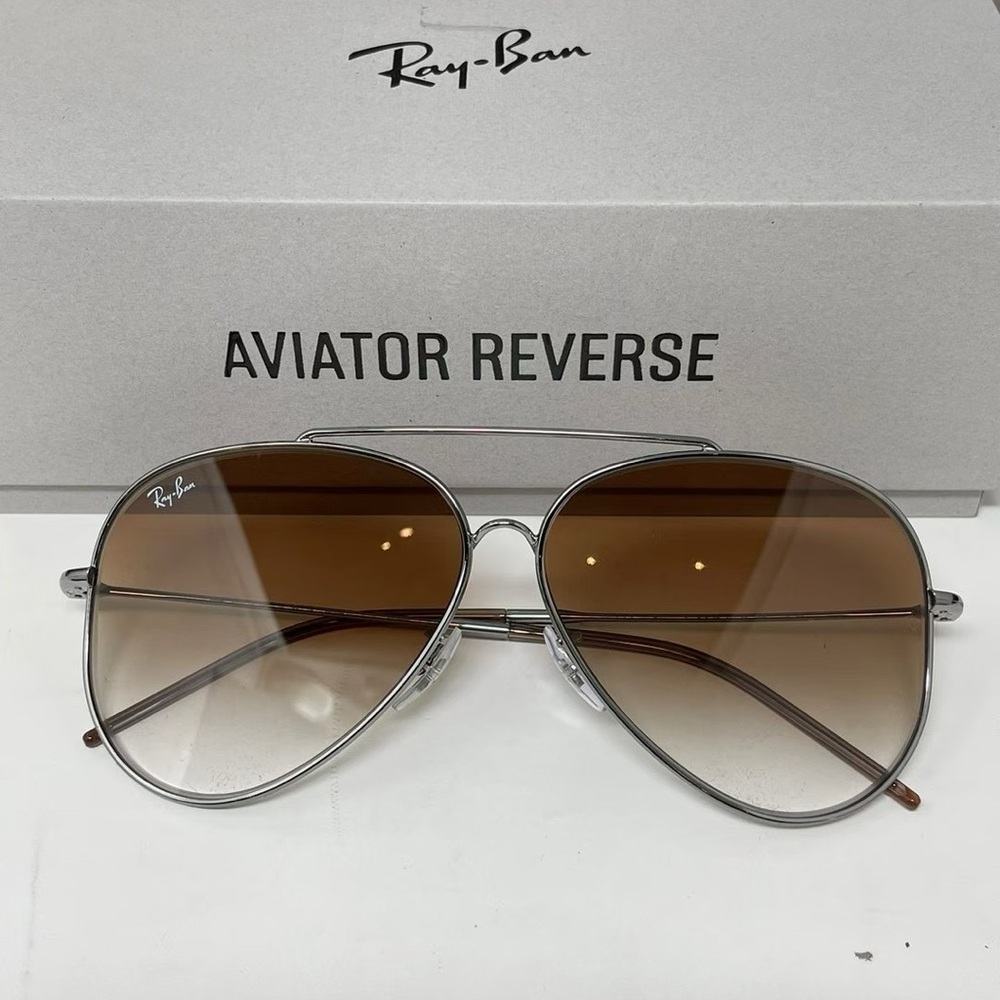 Ray-Ban Aviator Reverse Sunglasses with Brown Lenses and Silver Frame